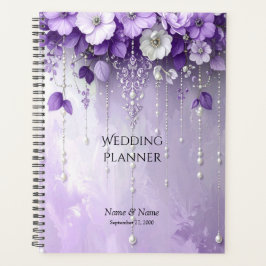 Purple Flowers with Dangling Pearls Planner プランナー手帳