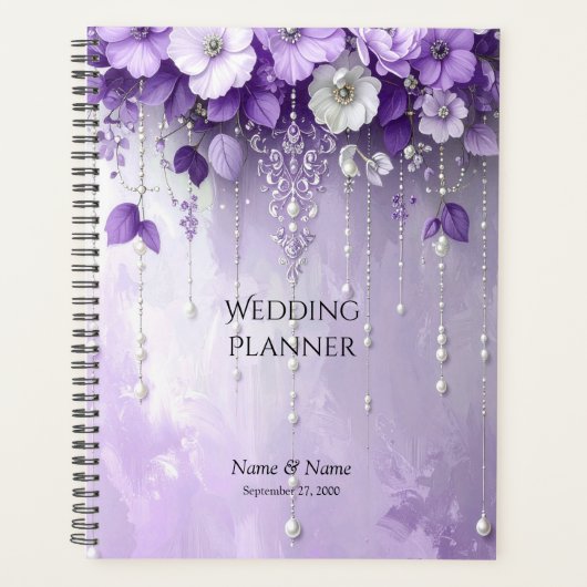 Purple Flowers with Dangling Pearls Planner プランナー手帳 (正面)