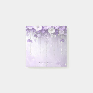 Purple Flowers with Dangling Pearls Post it Notes ポストイット