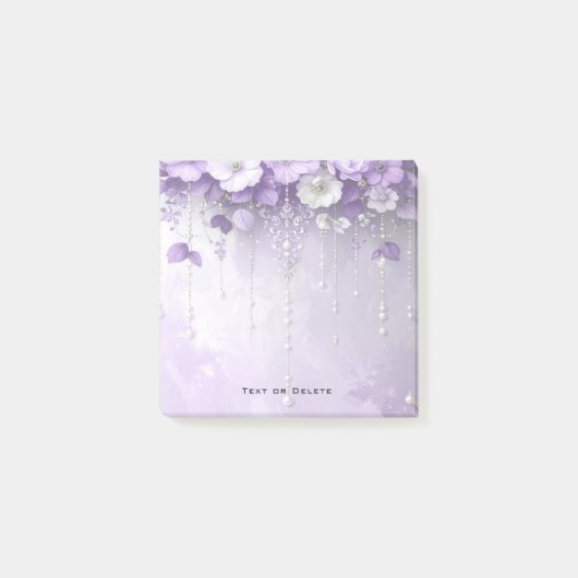 Purple Flowers with Dangling Pearls Post it Notes ポストイット (正面)