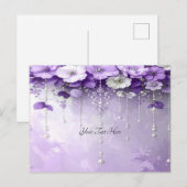 Purple Flowers with Dangling Pearls Postcard ポストカード (正面/裏面)