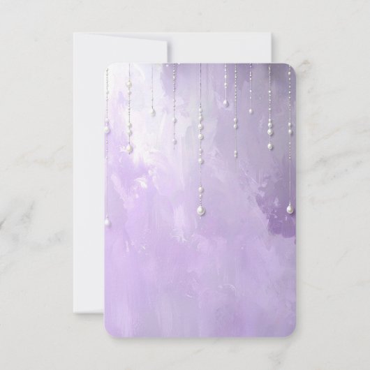 Purple Flowers with Dangling Pearls RSVP Card (裏面)