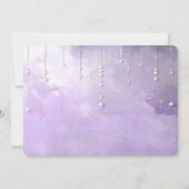 Purple Flowers with Dangling Pearls Save The Date セーブザデート (裏面)