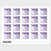 Purple Flowers with Dangling Pearls Sticker スクエアシール (シート)