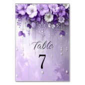 Purple Flowers with Dangling Pearls Table Number テーブルナンバー (裏面)