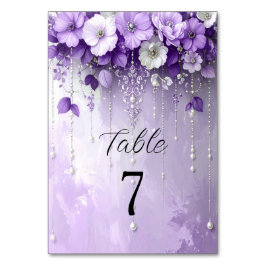 Purple Flowers with Dangling Pearls Table Number テーブルナンバー