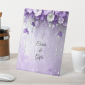 Purple Flowers with Dangling Pearls Tabletop Signs 台座サイン (インサイチュ)
