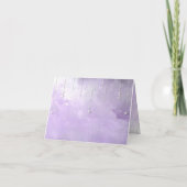 Purple Flowers with Dangling Pearls Thank You Card サンキューカード (裏面)