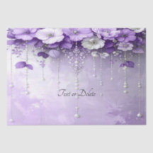 Purple Flowers with Dangling Pearls Tissue Paper