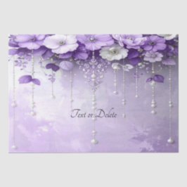 Purple Flowers with Dangling Pearls Tissue Paper 薄葉紙