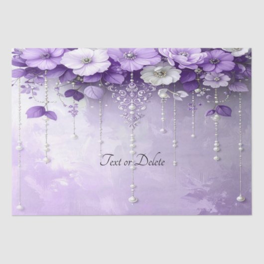 Purple Flowers with Dangling Pearls Tissue Paper 薄葉紙 (正面)