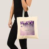 Purple Flowers with Dangling Pearls Tote Bag トートバッグ (正面(商品))