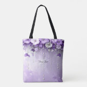Purple Flowers with Dangling Pearls Tote Bag トートバッグ (裏面)