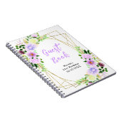 Purple Flowers with Foliage Birthday Guest Book ノートブック (右側)