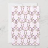 Purple Flowers Wreath Delicate Kids Birthday Party 招待状 (裏面)