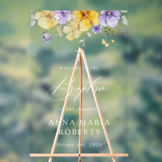 Purple Flowers, Yellow Flowers, Baptism Welcome アクリルサイン (ニュートラル)