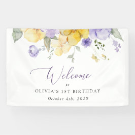 Purple Flowers, Yellow Flowers, Birthday Welcome 横断幕