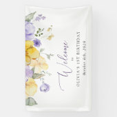 Purple Flowers, Yellow Flowers, Birthday Welcome 横断幕 (縦)
