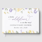 Purple Flowers, Yellow Flowers, Boho, Baby Shower ゲストブック (正面)