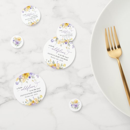 Purple Flowers, Yellow Flowers, Boho, Baby Shower コンフェッティ (グループ)