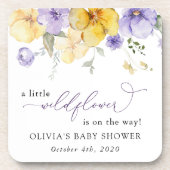 Purple Flowers, Yellow Flowers, Boho, Baby Shower コースター (正面)
