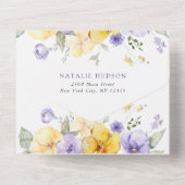 Purple Flowers, Yellow Flowers, Boho, Baptism オールインワン招待状 (裏面)