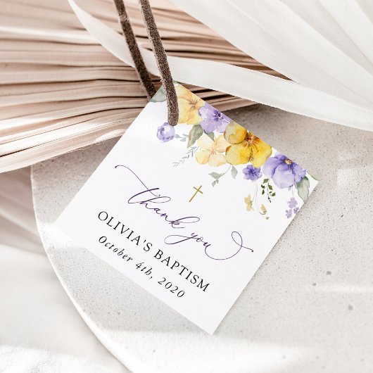 Purple Flowers, Yellow Flowers, Boho, Baptism フェイバータグ