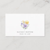 Purple Flowers, Yellow Flowers, Boho, Baptism プレイスカード (裏面)