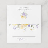 Purple Flowers, Yellow Flowers, Boho, Baptism プレイスカード (外部開封)