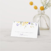 Purple Flowers, Yellow Flowers, Boho, Baptism プレイスカード (正面)