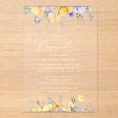 Purple Flowers, Yellow Flowers, Boho, Confirmation アクリル招待状 (正面)