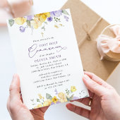 Purple Flowers, Yellow Flowers, Boho, Confirmation 招待状