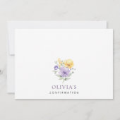 Purple Flowers, Yellow Flowers, Boho, Confirmation 招待状 (裏面)