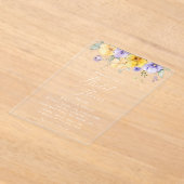 Purple Flowers, Yellow Flowers, Bridal Shower アクリル招待状 (レイダウン)