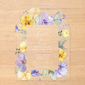 Purple Flowers, Yellow Flowers, Bridal Shower アクリル招待状 (正面)