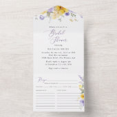 Purple Flowers, Yellow Flowers, Bridal Shower オールインワン招待状 (内側)