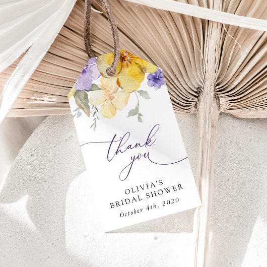 Purple Flowers, Yellow Flowers, Bridal Shower ギフトタグ