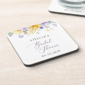 Purple Flowers, Yellow Flowers, Bridal Shower コースター (左側)