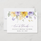 Purple Flowers, Yellow Flowers, Bridal Shower サンキューカード (正面)
