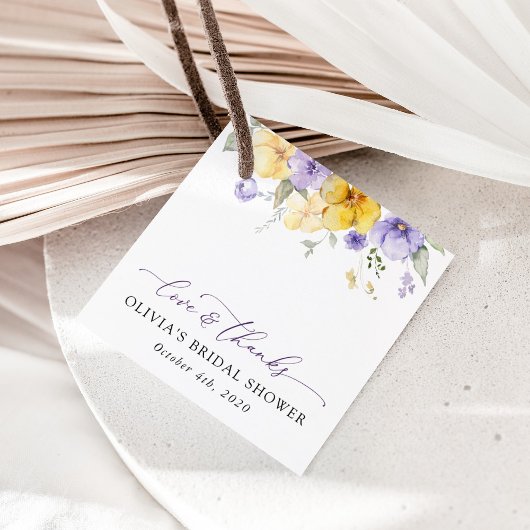 Purple Flowers, Yellow Flowers, Bridal Shower フェイバータグ