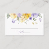 Purple Flowers, Yellow Flowers, Bridal Shower プレイスカード (正面)