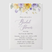 Purple Flowers, Yellow Flowers, Bridal Shower ベラム紙招待状 (正面)
