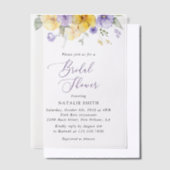 Purple Flowers, Yellow Flowers, Bridal Shower ベラム紙招待状 (オフセット)