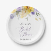 Purple Flowers, Yellow Flowers, Bridal Shower ペーパープレート (正面)
