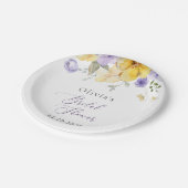 Purple Flowers, Yellow Flowers, Bridal Shower ペーパープレート (アングル)