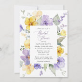 Purple Flowers, Yellow Flowers, Bridal Shower 招待状 (正面)