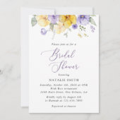 Purple Flowers, Yellow Flowers, Bridal Shower 招待状 (正面)