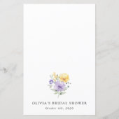 Purple Flowers, Yellow Flowers, Bridal Shower Menu (裏面)