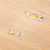 Purple Flowers, Yellow Flowers, First Birthday アクリル招待状 (レイダウン)
