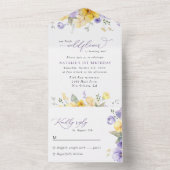 Purple Flowers, Yellow Flowers, First Birthday オールインワン招待状 (内側)